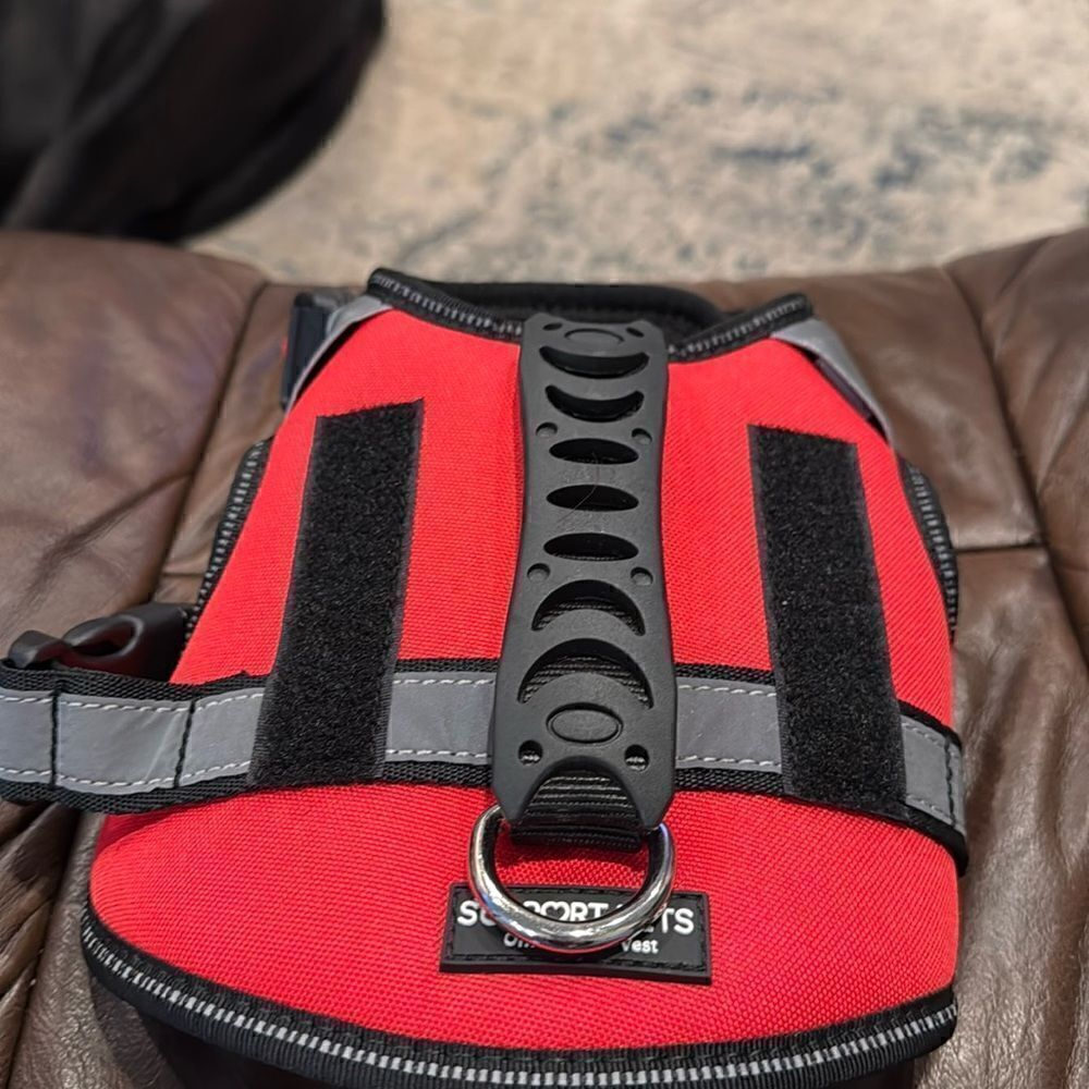 Support pets official emotion ESA vest XS, new without tags reflective red black